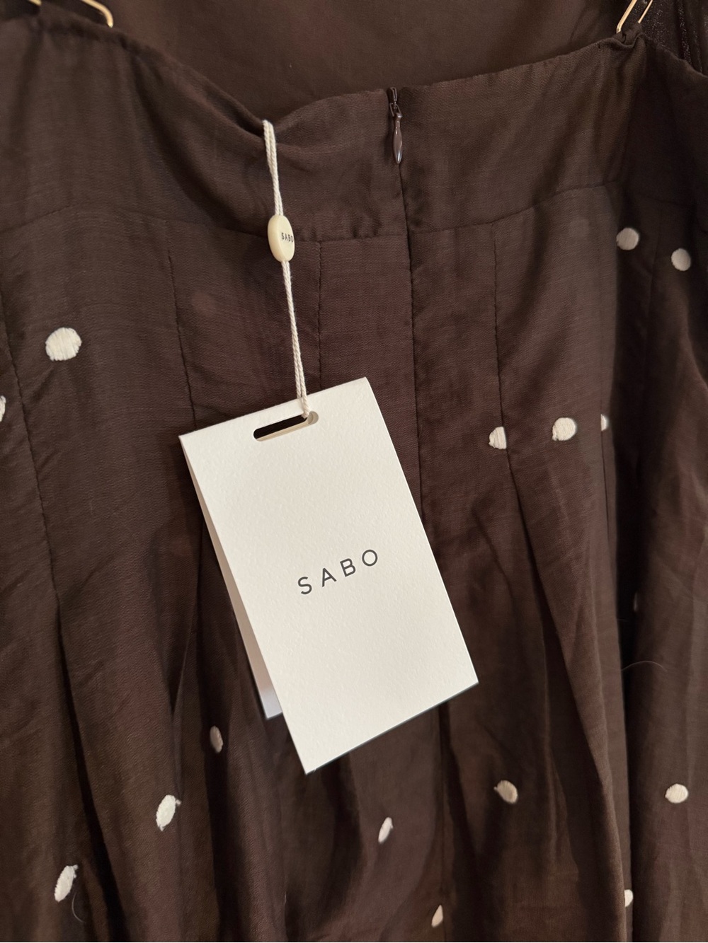 Brown Polka Dot Maxi Dress with Square Neck - Picture 6 of 8